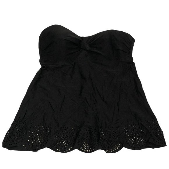 Merona Tankini Swim Top Cutout Hem Black Size Small - Picture 1 of 4